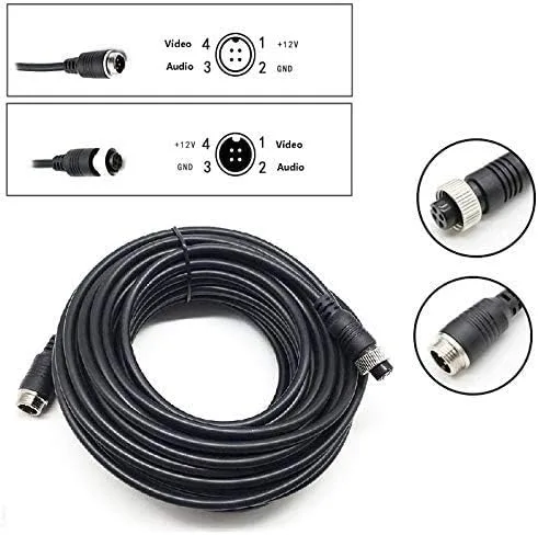 Miniatura 4 de Cable de extensión de aviación de 4 pines para cámara de respaldo con cable/cámara de visión trasera CCTV, camión, remolque, autocaravana, autobús