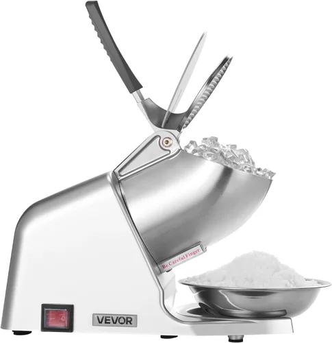 Miniatura 9 de VEVOR Máquina trituradora de hielo, máquina eléctrica de cono de nieve de 2 cuchillas de 143 libras por hora, máquina de hielo afeitado de acero