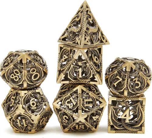 Miniatura 2 de DND - Juego de dados de metal, dados poliédricos de Calabozos y Dragones, juego de dados poliédricos para juegos de rol, juego de dados poliédricos