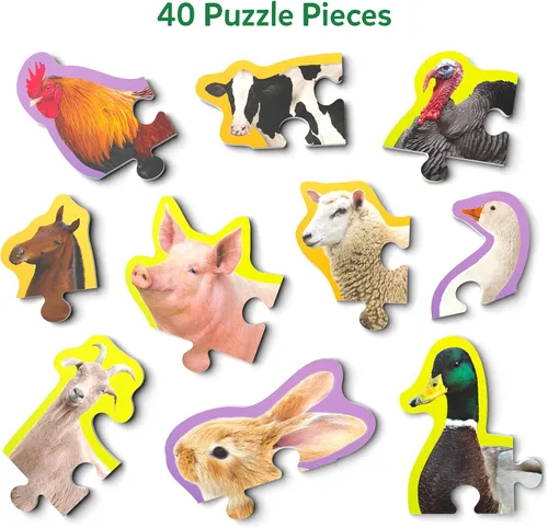 Miniatura 6 de Skillmatics Rompecabezas Paso a Paso – Rompecabezas de 40 Piezas y Rompecabezas para Niños Pequeños, Animales de Granja, Rellenos de Calcetines