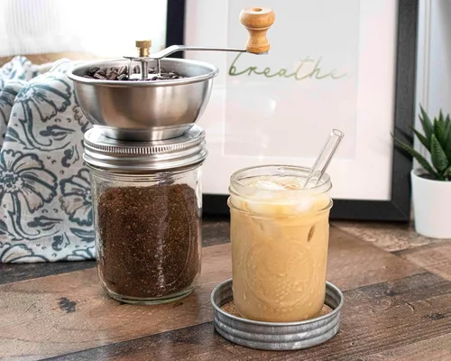 Miniatura 2 de Mason Jar Lifestyle Tapa para molinillo de café y especias para tarros Mason de boca ancha, accesorio manual de molinillo de cerámica, moler