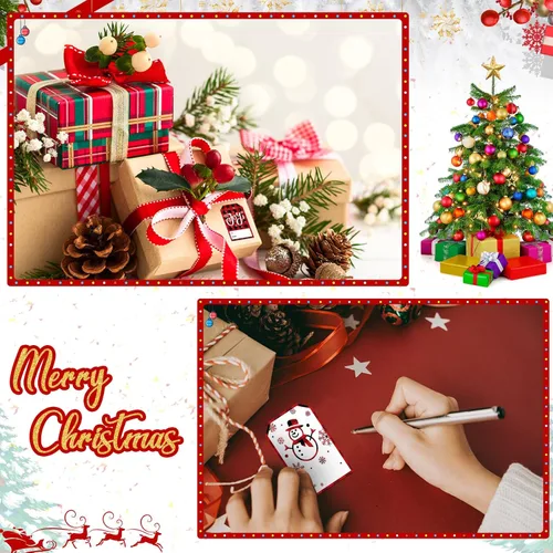 Miniatura 7 de Zonon 720 Piezas Etiquetas Autoadhesivas para Regalos de Navidad Etiquetas de Nombre Kraft de Navidad Pegatinas Kraft Natural de Navidad Etiquetas