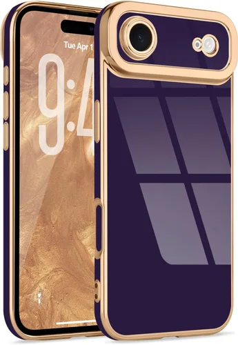 Miniatura 194 de Lafunda Diseñada para iPhone 13 Pro, fundas lujosas con chapado lindo para mujeres y niñas, elegante borde dorado, a prueba de golpes, TPU con funda