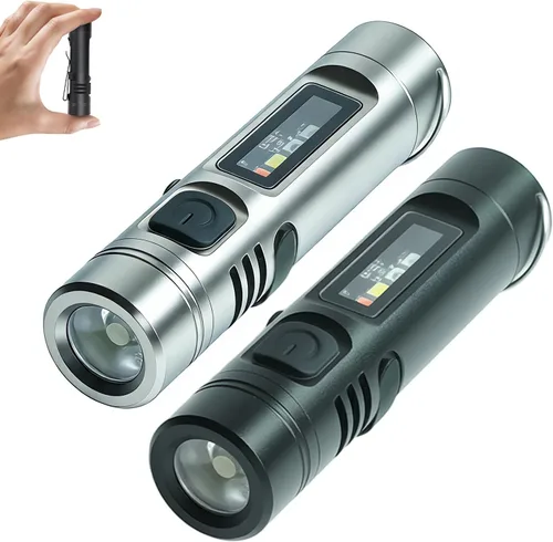 Miniatura 9 de Linterna EDC recargable de bolsillo con 500 lúmenes, 9 modos de iluminación, base magnética con clip para sombrero, cuerpo de aleación de aluminio