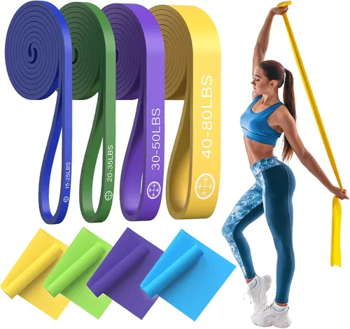 Bandas de ejercicio, juego de 6 bandas de resistencia para entrenar, juego de bandas de dominadas, equipo de entrenamiento en casa, guía de