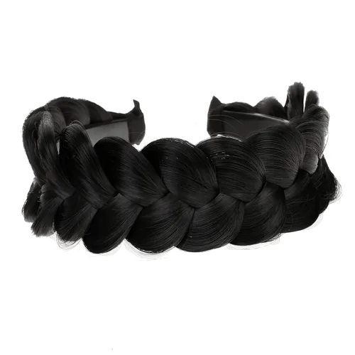 Miniatura 2 de Diadema trenzada de pelo sintético, aro de pelo clásico, grueso, ancho, trenzado, peluca de trenzas esponjosas, accesorio de belleza para mujeres