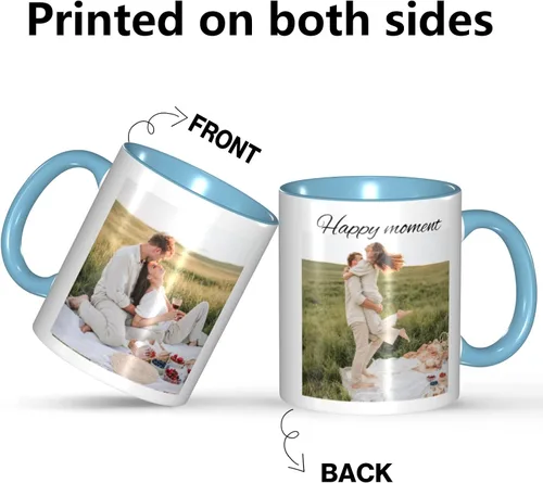Miniatura 2 de Tazas de café con foto personalizadas, 11 onzas, tazas personalizadas con nombre de imagen/texto, regalos personalizados para el día de San Negro
