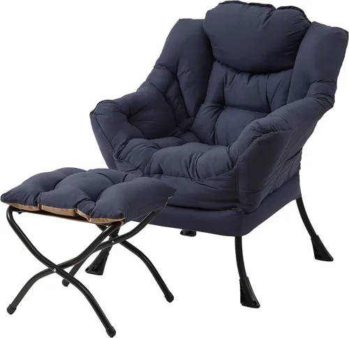 Miniatura 33 de Tiita - Sillón reclinable con otomana, grande, moderno, silla de ocio, de lectura, con reposapiés, para dormitorio, sala de estar, dormitorios, Gris