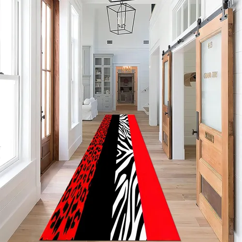 Miniatura 65 de Alfombra de pasillo con estampado de tigre, 2 x 10 pies, alfombra de rayas con estampado de piel de animal, alfombra interior a rayas blancas y 5