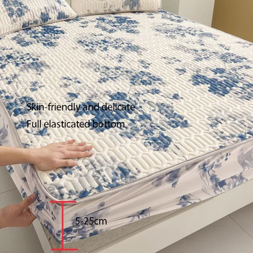 Miniatura 2 de FCLDESHOP Sábanas de bolsillos profundos, sábana bajera con estampado de látex fresco grueso de verano, protector de colchón de animé de dibujos