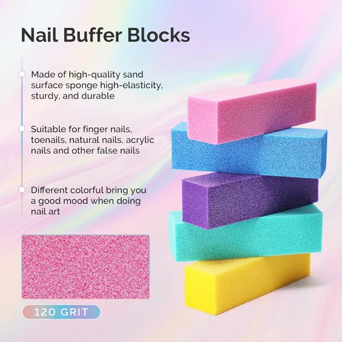 Miniatura 5 de MelodySusie Kit profesional de 16 piezas de pulidor de uñas, limas de uñas y tampones, bloque de pulidor de uñas, cepillo de uñas, kit de pulidores