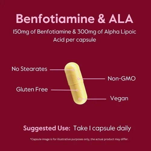 Miniatura 5 de BESTVITE Benfotiamina 150mg / Ácido alfa lipoico 300 mg (120 cápsulas vegetarianas) – Sin estearatos – Vegano – Sin gluten – Sin OMG