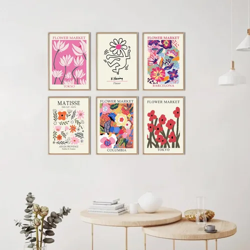 Miniatura 4 de RETRART Flower Market - Arte de pared, pósteres de Matisse e imágenes de flores, juego de impresión abstracta para dormitorio y sala de estar, 8 x