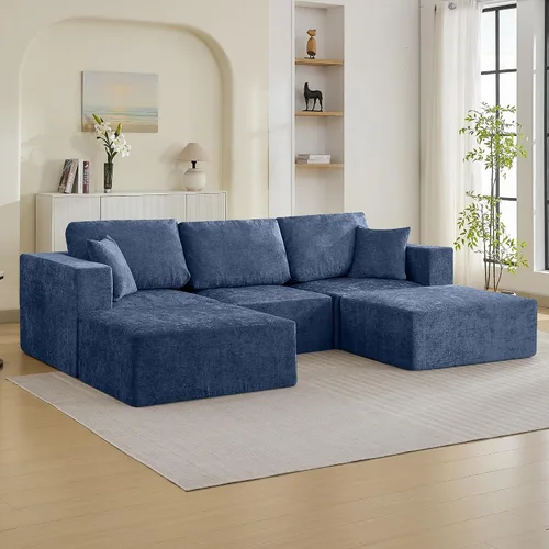 Miniatura 18 de Sofá modular Cloud de 3 plazas sin hueso de 115 pulgadas para habitación familiar, sofá sin espinas comprimida de espuma viscoelástica con asiento