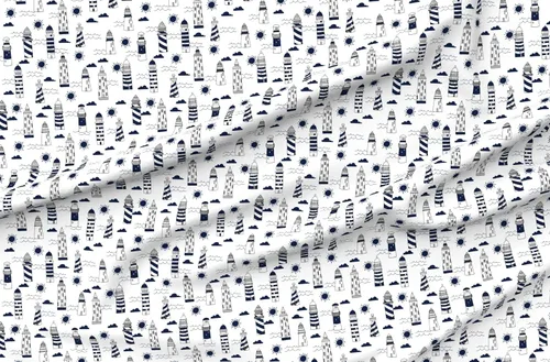 Miniatura 4 de Spoonflower Tela - Azul marino de verano náutico océano mar faro niños impreso en tela de gasa Fat Quarter - Costura de moda vestidos decoración