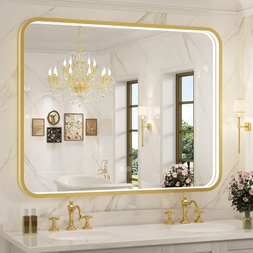 Miniatura 14 de Espejo de baño LED de 20 x 28 pulgadas con luces, marco de metal negro, espejo de tocador iluminado para pared, espejo LED regulable de 3000 K/4500