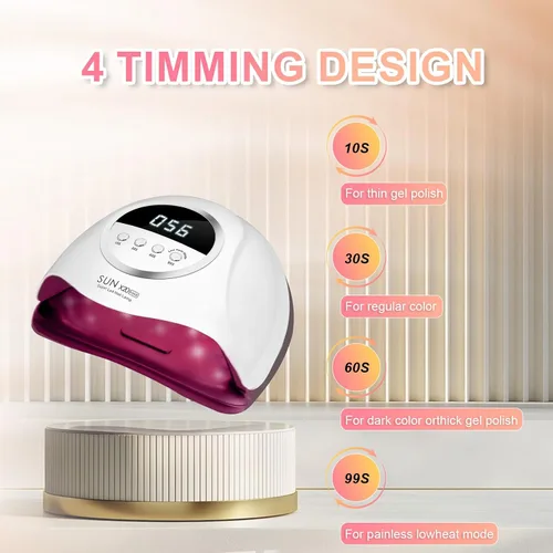 Miniatura 3 de Lámpara de uñas LED UV de 320 W, secador de uñas profesional con 72 cuentas, luz UV para uñas con 4 ajustes de temporizador, secador LED de gel