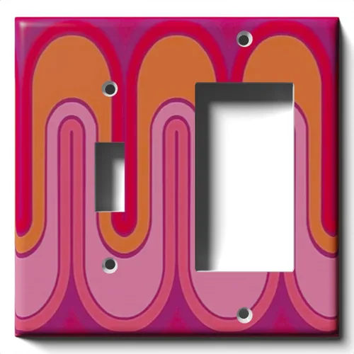 Miniatura 7 de Cubierta decorativa para interruptor de luz con ondas retro rojas, placa de pared de palanca individual Single Toggle