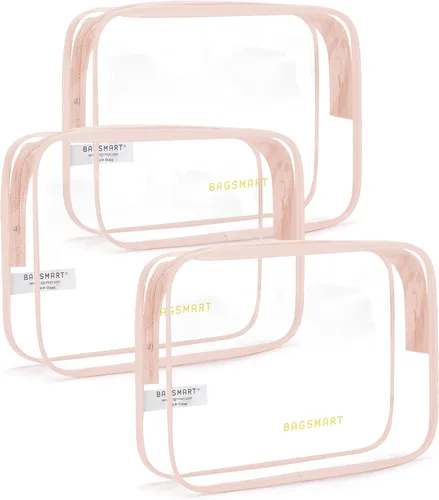 Miniatura 22 de BAGSMART Paquete de 7 bolsas de aseo transparentes con juego de botellas de viaje recargables, bolsa de aseo de viaje aprobada por la TSA, repelente