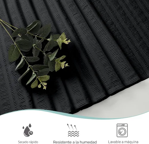 Miniatura 5 de Aiyufeng Moga - Cortina de ducha de tela impermeable con relieve 3D, calidad de hotel, suave cortina de ducha negra, tela ligera y lavable a máquina