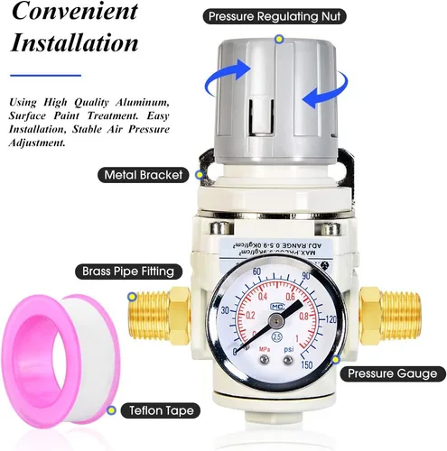 Miniatura 4 de TAILONZ PNEUMATIC Regulador de presión de los accesorios del compresor de aire del NPT del 1/2 pulgada para los sistemas de aire comprimido AR4000-04