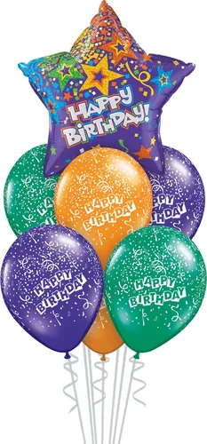Miniatura 7 de Qualatex Caja de 7 piezas de ramo de globos, círculos de primer cumpleaños Stars-Boy