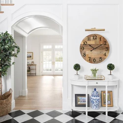 Miniatura 6 de Reloj de pared grande silencioso de 24 pulgadas, funciona con pilas, para cocina de granja, reloj de pared retro sin tictac con números grandes