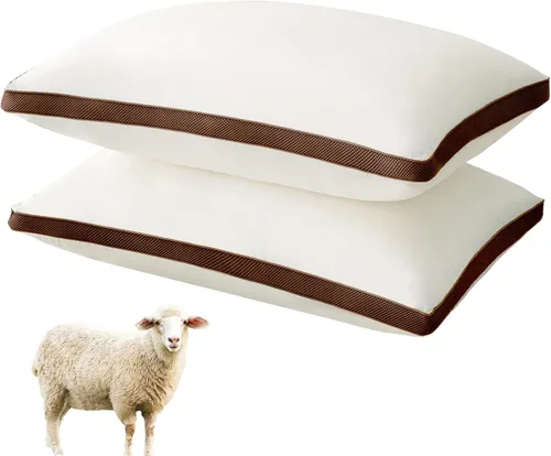 Miniatura 9 de YOUR MOON Almohada de lana natural tamaño Queen, relleno de lana australiana de lujo y microfibra, soporte medio suave transpirable para dormir