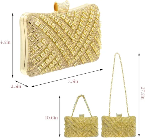 Miniatura 7 de Bolsos de mano con diamantes de imitación para mujer, bolso de noche brillante, bolso de novia de cristal para fiesta, graduación, boda