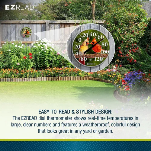 Miniatura 3 de EZREAD - Termómetro de esfera colgante 840-1211, termómetros meteorológicos para uso en interiores y exteriores, gran diámetro de 12.5 pulgadas