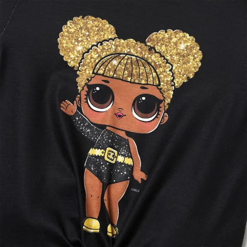 Miniatura 4 de L.O.L. Surprise! Conjunto de ropa para niñas con estampado de muñeca de manga corta con nudo de corbata, camiseta y pantalones cortos, ropa