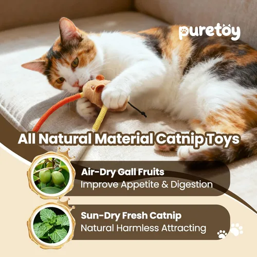 Miniatura 3 de Cuerdas masticables para gatos con ratón de hierba gatera, 3 juguetes masticables para gatos grandes, juguetes 3 en 1 con hierba gatera y cuerdas