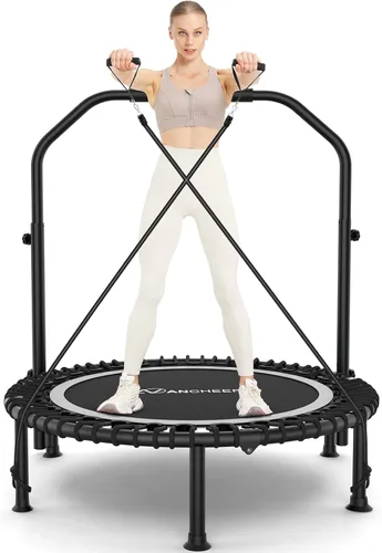 Miniatura 12 de ANCHEER Minitrampolín plegable de 40"/48", carga máxima de 450 libras/550 libras para interiores, con mango de espuma ajustable de 4 niveles