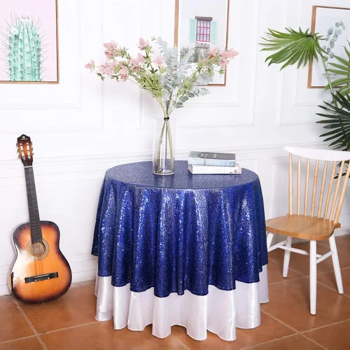 Miniatura 21 de Eternal Beauty Mantel de lentejuelas doradas de 120 pulgadas, mantel redondo brillante con purpurina para decoración de bodas, fiestas de cumpleaños