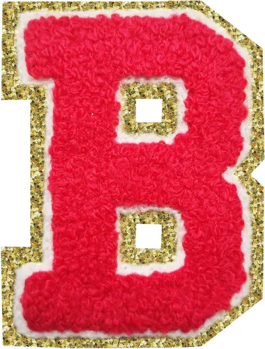 Miniatura 149 de Parches de letras termo-adhesivas de felpilla para chaquetas, parches de letras universitarias con brillantina para planchar en la letra azul A