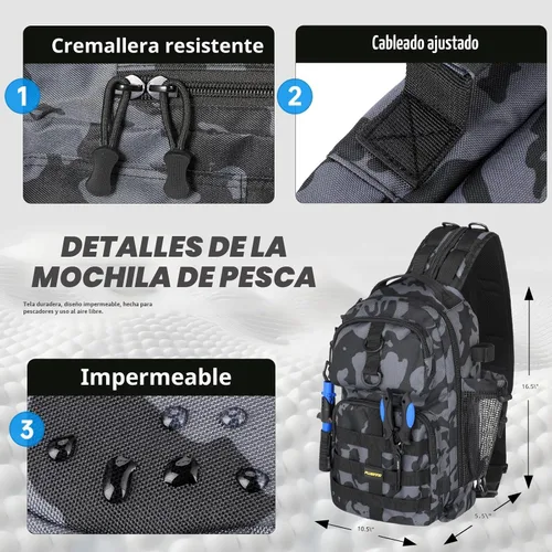 Miniatura 4 de PLUSINNO Mochila de pesca con combinaciones de caña de pescar y carrete, cajas de aparejos, mochila de aparejos impermeable para equipo de pesca
