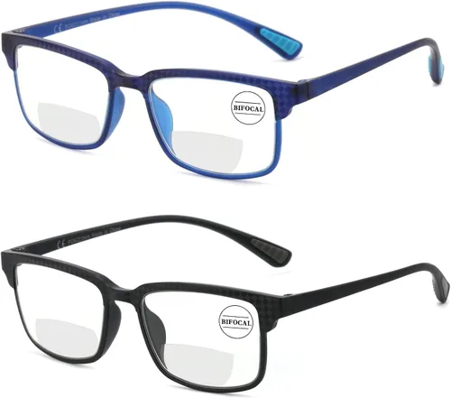 Miniatura 9 de CARA - Paquete de 2 lentes de lectura progresivos multienfoque, marco TR90, flexible, ligero, con bloqueo de luz azul, para lectores de computadora