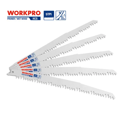 Miniatura 3 de WORKPRO Juego de hojas de sierra recíproca de madera de 5 piezas, 9 pulgadas, 5TPI, CR-V, kit de hojas de sierra de acero para Bosch, Black &