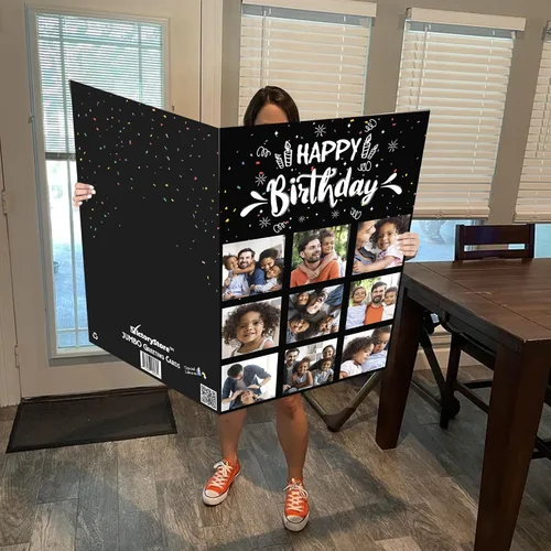 Miniatura 7 de VictoryStore Tarjeta de cumpleaños personalizada jumbo de 3 pies, tarjeta de cumpleaños con foto, 9 fotos, texto interior personalizado, 24 x 36