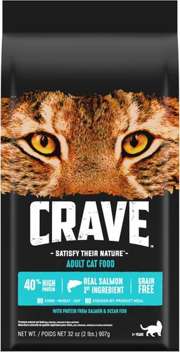 CRAVE Alimento seco natural para gatos adultos con alto contenido de proteínas, sin cereales, con proteína de salmón y pescado del océano, bolsa de