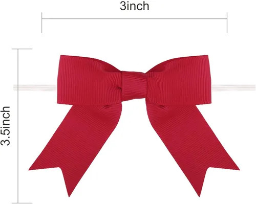 Miniatura 4 de Meseey 50 lazos torcidos de grogrén rojo vino de 3 pulgadas, color borgoña, preatados, para bolsas de golosinas, envoltura de regalos, boda, fiesta