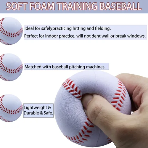 Miniatura 3 de Magicorange Béisbol, Bolas de Espuma para Entrenamiento de Béisbol Bolas de Práctica sin Marcado para Golpear, Lanzamiento Suave, Bateo, Campo