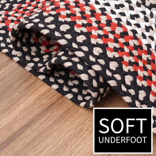 Miniatura 7 de Super Area Rugs Runner 2' X 6' Negro - Rojo - Marrón Alfombra Trenzada Ovalada para Cocinas y Baños de Estilo Granja/Primitivo