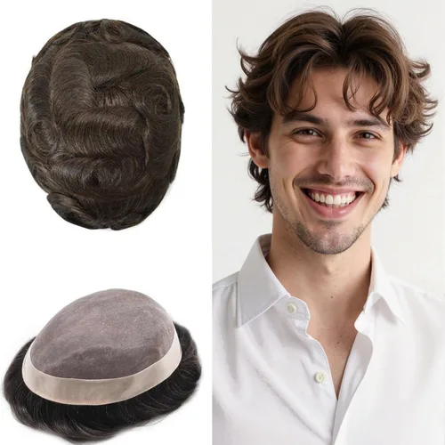 Miniatura 68 de Mens Toupee Hair Piece For Men Fine Mono Men Hair System Toupee For Men Hair Piece Real Human Hair System For Men Protesis Capilar Para Hombre 6x9
