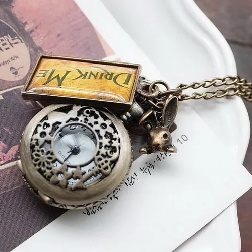 Miniatura 6 de Vintage Drink Me - Reloj de bolsillo con collar de cuarzo Alicia en el país de las maravillas
