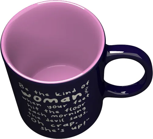 Miniatura 4 de NM NEXTMUG Taza de cerámica grabada azul cobalto y rosa - Be the Kind of Woman that the Devil Says... - Taza de café gruñona para mujer