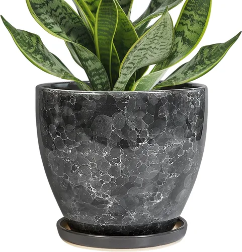 Miniatura 43 de Maceta para Plantas de 6.8 Pulgadas - Maceta de Cerámica con Orificio de Drenaje y Platillo, Maceta Redonda Moderna para Flores, Macetas