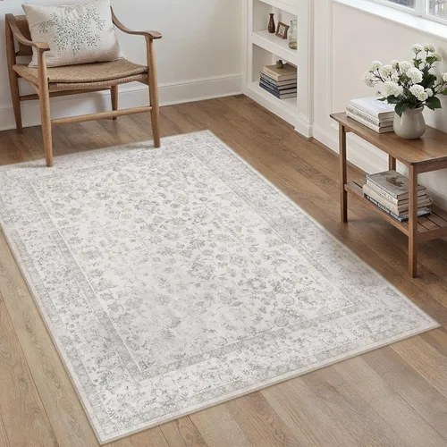 Miniatura 44 de PureCozy Alfombra de área beige de 2 x 3 pulgadas, lavable, vintage, pequeña, para entrada, cocina, suave, retro, floral, de pelo bajo, tapete