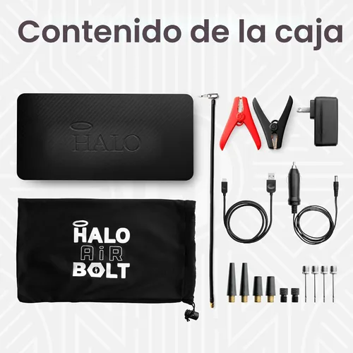 Miniatura 7 de HALO Bolt Air 58830 Arrancador de Batería Portátil para Automóvil Compresor de Aire de 100 PSI, Banco de Energía USB de 58.8Wh, Linterna