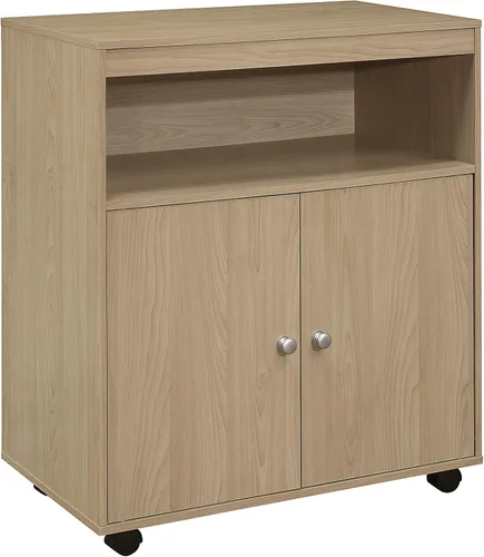 Miniatura 2 de Kings Brand Furniture - Carrito de cocina para microondas, armario de almacenamiento de acento de 2 puertas (Haya)